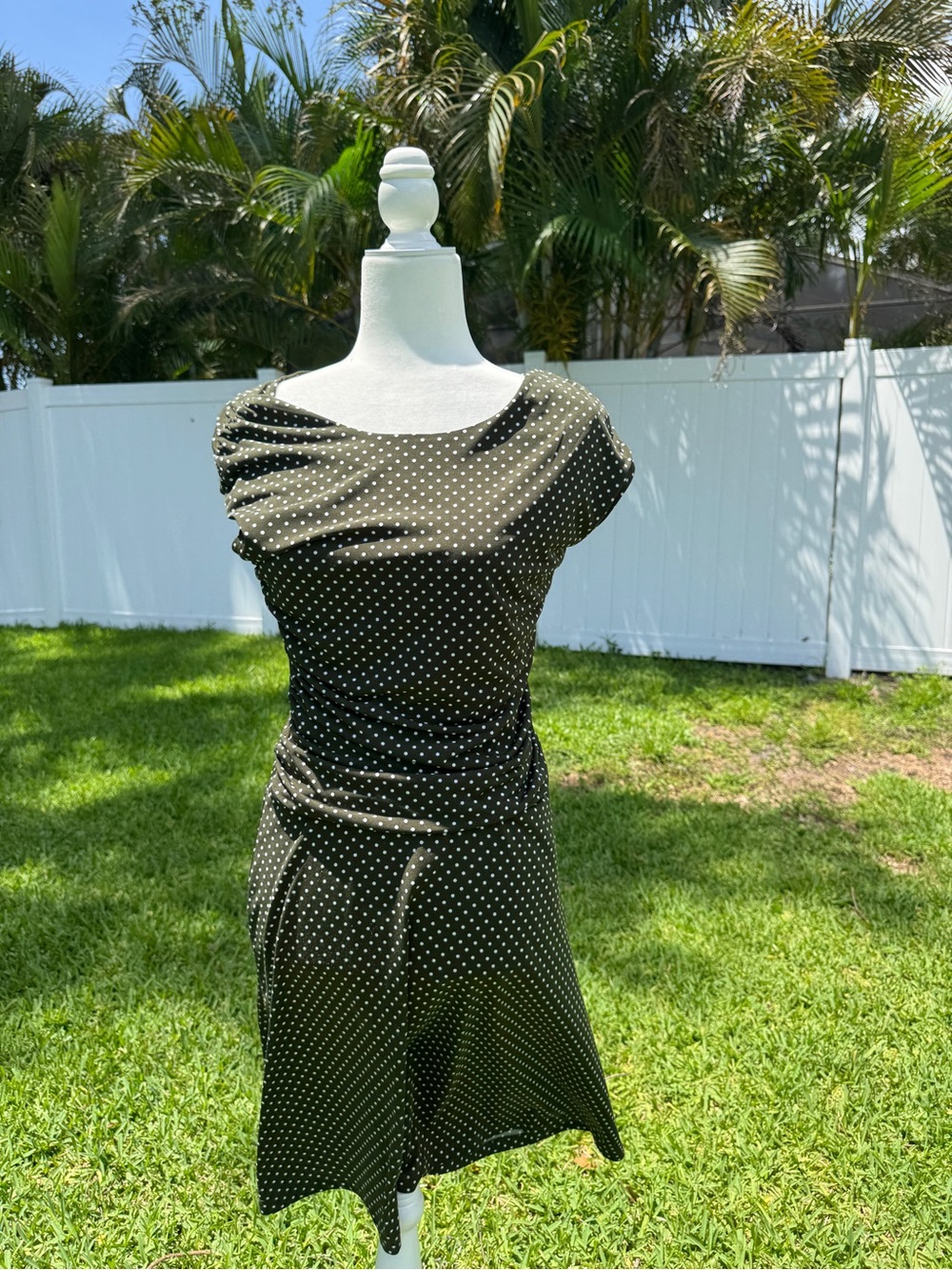 Polka Dot Ruched Waist Women's Dress